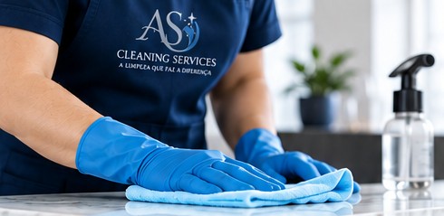 Profissional a limpar uma superfície